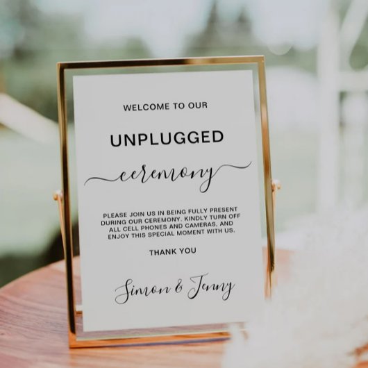Minimalistisch Unplugged Ceremony Sign, Kaart