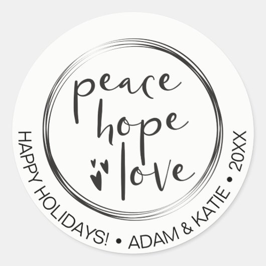 Minimalistisch • Vakantie • VREDE HOOP LIEFDE • CI Ronde Sticker (Voorkant)