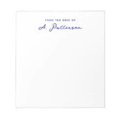 Minimalistisch Van De Balie Van Navy Blauwe Script Notitieblok (Voorkant)
