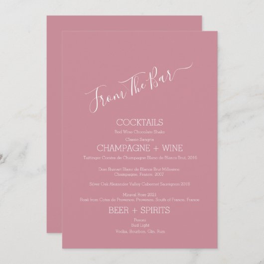 Minimalistisch van de Kaart van de Bar van de Band (Voorkant / Achterkant)