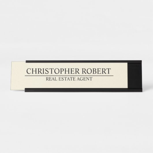 Minimalistisch van wit onroerend goed bureau naambordje (Voorkant)
