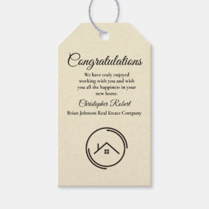 Minimalistisch van wit onroerend goed cadeaulabel