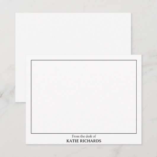 Minimalistisch Vanaf het bureau van Square Border Notitiekaartje (Voorkant / Achterkant)