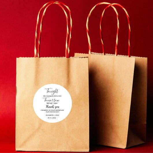 Minimalistisch Vanavond vieren we trouwrepetitie Ronde Sticker