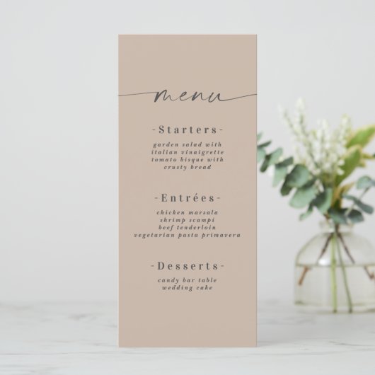 Minimalistisch vaste kleurenzand Khaki beige bruil Menu (Staand voorkant)