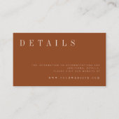 Minimalistisch verbrand Oranje bruiloft — behuizin Informatiekaartje (Voorkant)