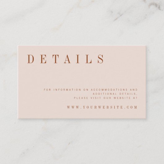 Minimalistisch verbrand Oranje bruiloft — behuizin Informatiekaartje (Voorkant)