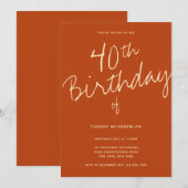 Minimalistisch verbrand Sinaasappel 40e verjaardag Kaart (Voorkant / Achterkant)