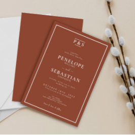 Minimalistisch verbrand Sinaasappel Boho Monogram  Kaart