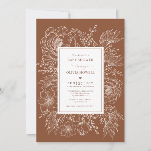 Minimalistisch verbrand Sinaasappel botanisch Baby Kaart (Voorkant)