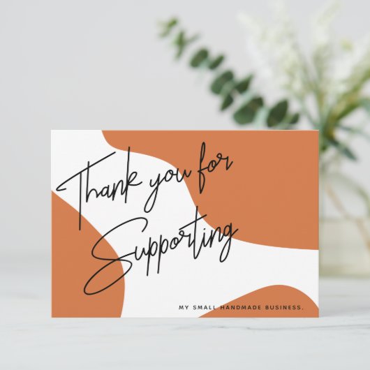 Minimalistisch verbrand Sinaasappel Dank u Visitek Bedankkaart (Staand voorkant)