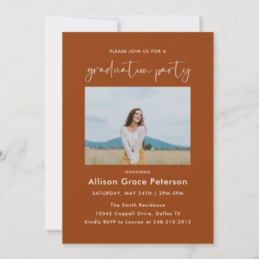 Minimalistisch verbrand Sinaasappel High School Af Kaart (Achterkant)