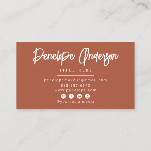 Minimalistisch verbrande Sinaasappel Boho Modern T Visitekaartje (Achterkant)