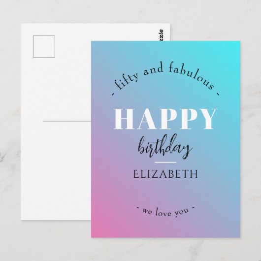 Minimalistisch verjaardagsontwerp in pasteltinten briefkaart (Voorkant / Achterkant)