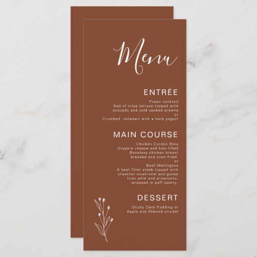 Minimalistisch verkenningsmenu van Terracotta Bohe Menu (Voorkant / Achterkant)