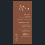 Minimalistisch verkenningsmenu van Terracotta Bohe Menu<br><div class="desc">Minimalistisch Turcota Bohemian Wedding Menu Eenvoudig,  modern en minimalistisch in stijl,  met terracotta gekleurd trouwmenu met verwijderbaar getrokken foliagemotief.</div>