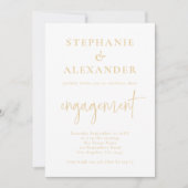Minimalistisch Verloving Champagne Gold Script Kaart (Voorkant)