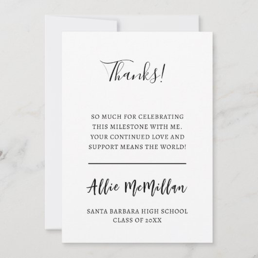 Minimalistisch verticaal foto Afstuderen dank u Kaart (Achterkant)