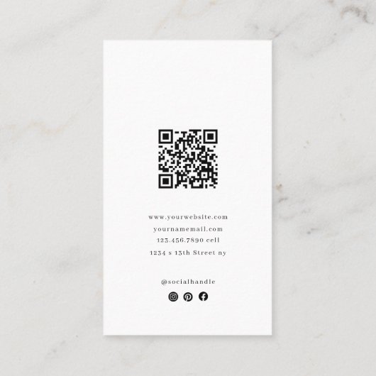 Minimalistisch verticaal Visitekaartje met foto en (Achterkant)