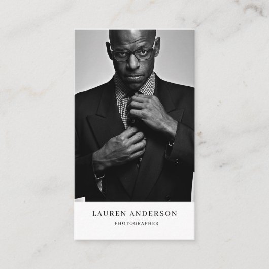 Minimalistisch verticaal Visitekaartje met foto en (Voorkant)