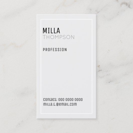 Minimalistisch verticaal zeer bleek grijs visitekaartje (Voorkant)