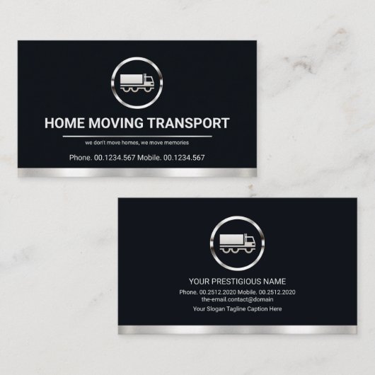 Minimalistisch vervoer van de Silver Border Line T Visitekaartje (Voorkant / Achterkant)