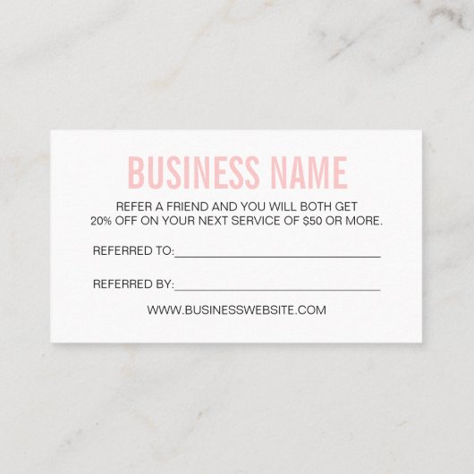 Minimalistisch verwijzingsroze modern visitekaartj visitekaartje (Achterkant)