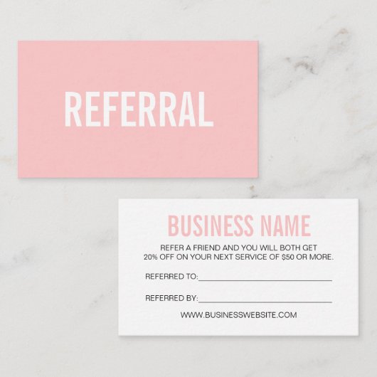 Minimalistisch verwijzingsroze modern visitekaartj visitekaartje (Voorkant / Achterkant)