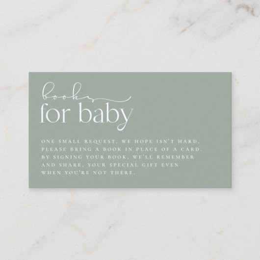 Minimalistisch verzoek om een groen Baby shower op Informatiekaartje (Voorkant)
