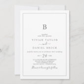 Minimalistisch verzoek om een Silver Monogram Wedd Kaart (Voorkant)