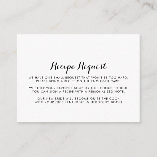 Minimalistisch verzoek om ontvangst van een zwart- informatiekaartje (Voorkant)