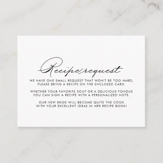 Minimalistisch verzoek om weddenschap met kalligra informatiekaartje (Voorkant)