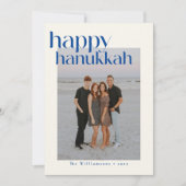 Minimalistisch Vet Blauw Modern Chanoeka Custom Fo Feestdagenkaart (Voorkant)