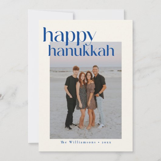 Minimalistisch Vet Blauw Modern Chanoeka Custom Fo Feestdagenkaart (Voorkant)