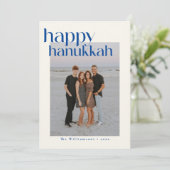 Minimalistisch Vet Blauw Modern Chanoeka Custom Fo Feestdagenkaart (Staand voorkant)