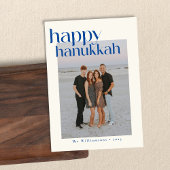 Minimalistisch Vet Blauw Modern Chanoeka Custom Fo Feestdagenkaart