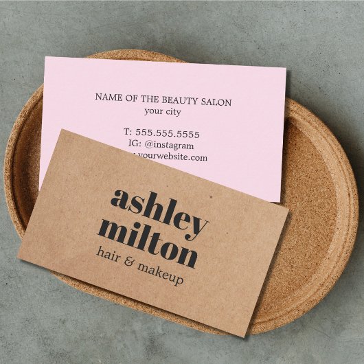 Minimalistisch Vet Gedrukt Kraft Roos Haar Make-up Visitekaartje