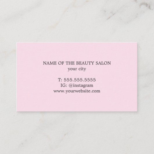 Minimalistisch Vet Gedrukt Kraft Roos Haar Make-up Visitekaartje (Achterkant)