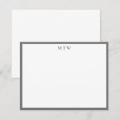 Minimalistisch Vet Grijs Vierkant Rand Monogram Notitiekaartje (Voorkant / Achterkant)