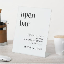 Minimalistisch Vet Huwelijk Open Bar Bord Reclamebord Met Voetstuk
