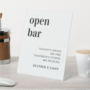 Minimalistisch Vet Huwelijk Open Bar Bord Reclamebord Met Voetstuk