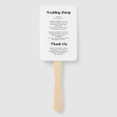 Minimalistisch vet kalligrafie wit bruiloft progra handwaaier (Achterkant)