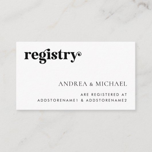 Minimalistisch vet retro script bruiloft cadeau re informatiekaartje (Voorkant)