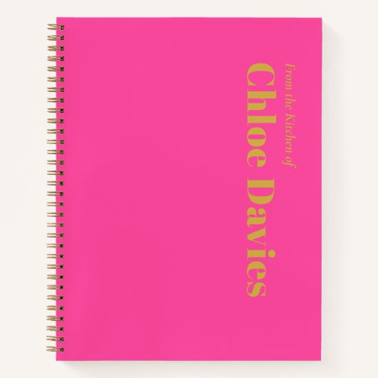 Minimalistisch Vet Roze en Goud Monogram Naam Rece Notitieboek (Voorkant)