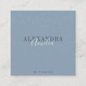 Minimalistisch vet script Boho Dusty Blue Foto Vierkante Visitekaartje (Voorkant)