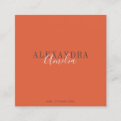 Minimalistisch vet script Boho Oranje Sunset Foto Vierkante Visitekaartje (Voorkant)