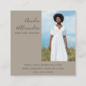 Minimalistisch Vet Script Boho Taupe Bruin Foto Vierkante Visitekaartje (Achterkant)