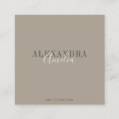 Minimalistisch Vet Script Boho Taupe Bruin Foto Vierkante Visitekaartje (Voorkant)