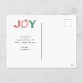 Minimalistisch vet script Joy 3 foto collage famil Feestdagenkaart (Achterkant)