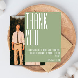 Minimalistisch Vet Typografie Sage Groen Wit Foto Bedankkaart